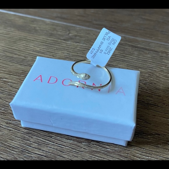 ADORNIA-NWT 14K Gold, Diamond, Sapphire Snake RING - Picture 12 of 14